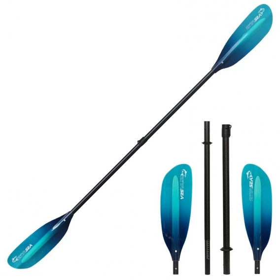 ExtaSea Pro Tour Carbon Vario Doppelpaddel | 220-240cm | 4-teilig | Blue-light Blue 3 ExtaSea Pro Tour Carbon Vario Doppelpaddel | 220-240cm | 4-teilig | Blue-light Blue